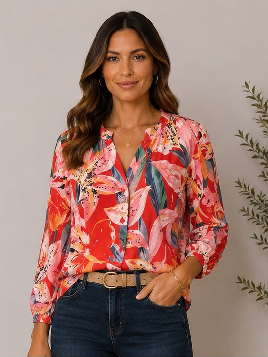 Chico's Tops - Chico's Vibrant Floral Blouse Size Small